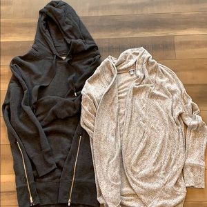 Snuggley Aerie hooded sweatshirt & cocoon cardigan